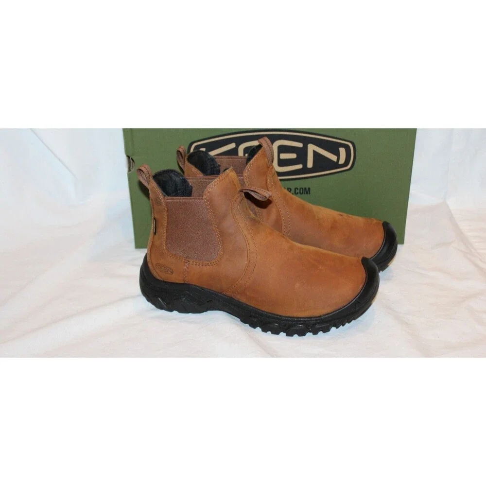 Keen Greta Chelsea II Waterproof Boots Size 7 Women's BISON BLACK Leather $175